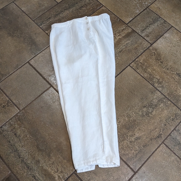 Cut Loose Laggenlook Linen Cropped Wide Leg Pants Size L White. - Picture 11 of 16